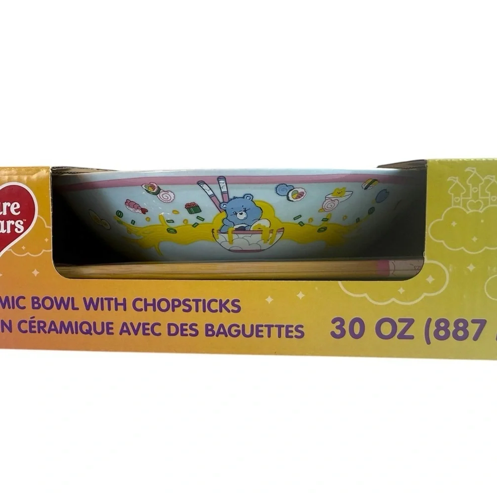 Care Bears‎ Ceramic Bowl with Chopsticks 20 oz Cartoo Ramen Noodle Soup Dish